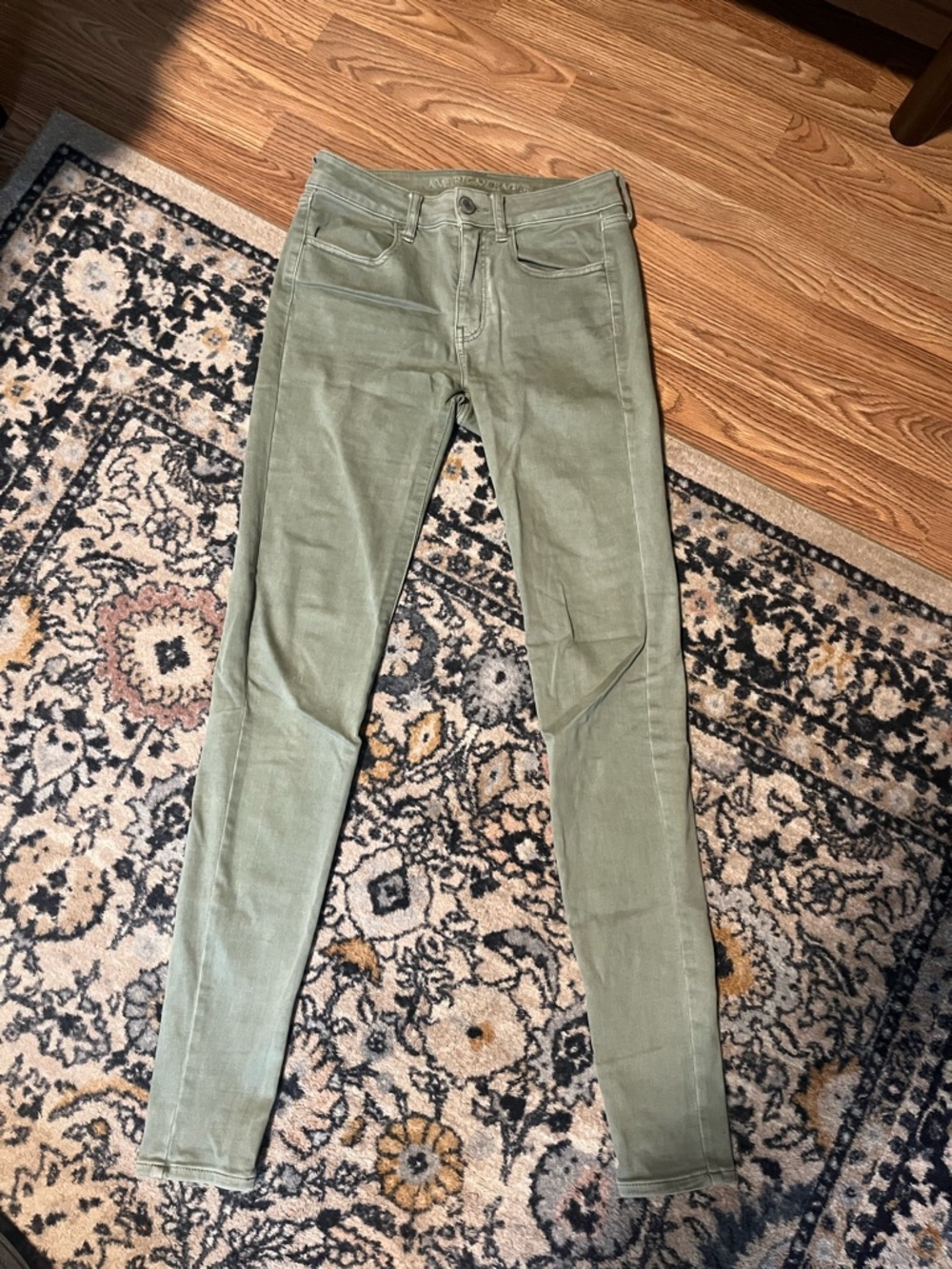 American Eagle Next Level Stretch Green Denim Jeans Size 4 X-long